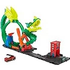 Ciudad Vehículos de Juguete Hot Wheels HJV70 Dragon Drive Firefight Fahrzeuge, Mehrfarbig