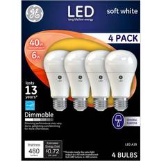 GE Lighting Light Bulbs GE Lighting 4-Pack 6-Watt Dimmable LED Soft White A19 Bulbs White