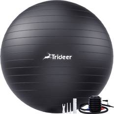 Trideer Extra Thick Yoga Ball Exercise Ball, 5 Sizes Ball Chair, Heavy Duty Swiss Ball for Balance, Stability, Pregnancy, Physical Therapy, Quick Pump Included Black, L 58-65cm