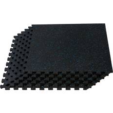 Rubber Gym Floor Mats Velotas 3/8-Inch Thick Interlocking Foam Tiles with Rubber Top Personal Fitness Mat, EVA Foam Puzzle Floor Tiles, for Home Gym Workouts, 24 in x 24 in