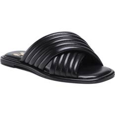 Michael Kors Women Slides Michael Kors MK Portia Quilted Leather Slide Sandal Black