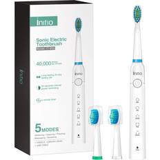 Electric Toothbrushes & Irrigators Initio Initio Sonic Electric Toothbrush for Adults, Rechargeable Toothbrush with Smart Timer, 5 Modes, 3 Brush Heads, 40,000 VPM Motor, Whitening Power Toothbrush, IT959 White