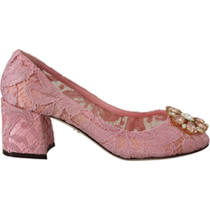 Dolce & Gabbana Pink Taormina Lace Crystal Pumps Pastel Shoes EU38.5/US8