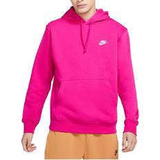 Pink Sweaters Nike Men's Sportswear Club Fleece Pullover Hoodie - Fireberry/White