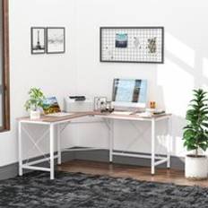 Métal Bureaux d'écriture Homcom L-Shaped Corner Computer Workstation Writing Desk