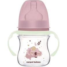 Roze Babyhuiden Canpol babies Antikrampjesfles met oplichtende handvatten EasyStart Sleepy koala 120ml roze