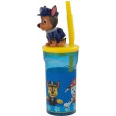 Paw Patrol P:os 29442049 Mugg för barn med sugrör och lock, inkl. 3D-figur, ca 360 ml, plastmugg to-go, bpa och ftalatfri