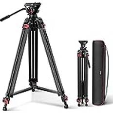 Dslr kamera stativ Neewer 74 tum Pro videostativ med flytande huvud, robust aluminiumstativ med 360° vridbar och 160° lutningshuvud, QR-platta kompatibel med Manfrotto 501, diameter 75 mm skålbas för DSLR-kamera