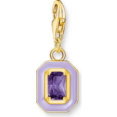 18k Charms & Pendants Thomas Sabo Gold Plated Zirconia Violet Octagon Charm