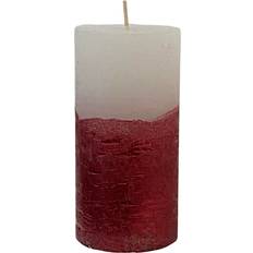 Geri Two-Tone Pillar Red White Candle 12cm 4pcs