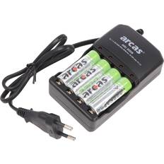 Chargeurs - NiMH Batteries et Chargeurs Arcas Ladegerät inklusive 4 Mignon AA NiMH Akkus mit 2700mAh zum Sparpreis