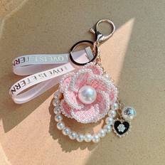 Plånböcker & Nyckelhållare Shein 1 piece of pink three-dimensional flower design, simple and fashionable keychain, pearl car keychain handbag