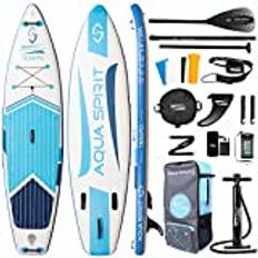 Aqua Spirit Aufblasbares Stand Up Paddle Board SUP Tempo Komplett-Set 320x81x15cm Erwachsene Anfänger/Experten mit Rucksack, Leine, Paddel, Wickelauflage und Jahre Garantie