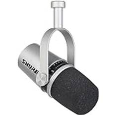 Shure MV7 USB-Mikrofon für Podcasting, Aufnahme, Streaming & Gaming, integrierte Kopfhörerleistung, alle Metal-USB/XLR-dynamischen Mikrofon, Sprach isolierende Technologie-Silber