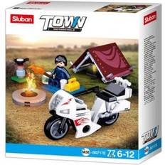 Sluban Bauspielzeuge Sluban Sluban M38-B0717E Town Motorcycle, Motorradfahrer bei Camping, Bauset, Klemmbausteine