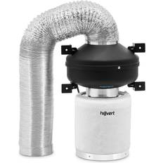 Rød Badeværelsesventilatorer Hillvert Udluftningssæt Inkl Aktivt Kulfilter 125 mm HT-AF-26