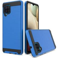 Mobile Phone Accessories HD Accessory Brushed Textured Hybrid Armor Case for Samsung Galaxy A12 Blue