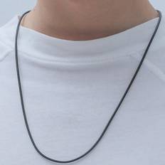 Läder - Unisex Halsband Shein 1pc European & American Style Simple Black Leather Cord Necklace, Unisex
