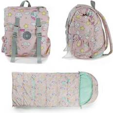 mimish Sleep-n-pack, 50 F Packable Little Kid's Sleeping Bag & Backpack, Unicorn Doodle Print