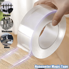 Shein 1pc Heavy Duty Double-Sided Tapes, Reusable Traceless Strong Sticky Tape Strips, Multipurpose Removable Washable Clear Mounting Nano Tape For Paste Items In Home/Office/Car 1000x2mm