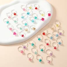 Children Rings Shein Adjustable Cartoon Ring With Imitation Gemstones - Silver