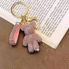 Aluminium Nyckelringar Shein 1pc Trendy Rhinestone-embedded Bear Shaped Keychain For & Exquisite Bear Car Key
