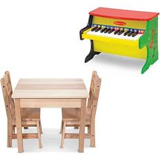 Musical Toys Mattel Melissa & Doug Learn-to-Play Piano with Wooden Table & Chairs 3-Piece Set