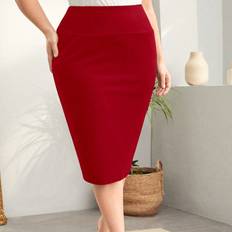 5XL Skirts Shein Plus Size High Waist Bodycon Skirt - Solid