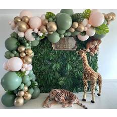 Balloon Arches 126PCS Sage Olive Green Pink Gold Safari Jungle Balloons Balloon Garland Arch Kit, Safari Jungle Theme Birthday Baby Bridal Shower Party Decorations Supplies for Boy