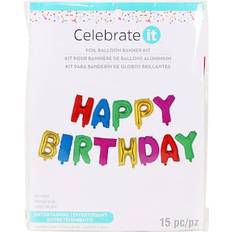 Multicolored Foil Balloons Celebrate It Happy Birthday Multicolored Foil Balloon Banner Kit By Celebrate It