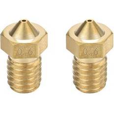 3D-Printers Uxcell 0.6mm 3D Printer Nozzle, Fit V6 Extruder Head, for 1.75mm Filament Brass 2pcs