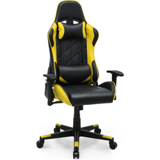 Gaming Chairs Inbox Zero Inbox Zero Adjustable Reclining Ergonomic Faux Leather Swiveling PC & Racing Game Chair w/ Footrest Faux Leather in Yellow Wayfair Yellow