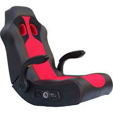 X-Rocker X Rocker Aspire 2.1 Race Car Seat Video Gaming Chair Lounging Floor Rocker with Vibration Motors, Wireless Bluetooth Audio, 2 Speakers & Subwoofer, Padded Armrests, Comfortable, Foldable, Black Red