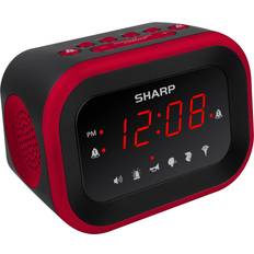 Alarm Clocks Sharp Sharp Super Loud Alarm Clock for Heavy Sleepers 6 Extremely Loud Wake Up Sounds up to 115db Volume Red/Black with Red LED Display