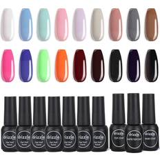 21 Pcs Gel Nail Polish Kit, Soak Off UV Nail Gel Polish 0.5fl oz