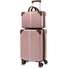 Carry-on Vanity Trunk Luggage, Set 2 Rose Gold-Tone