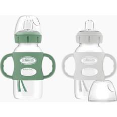 Water Bottle Dr. Brown's Wide-Neck Sippy Spout Bottles w/ Silicone Handles 2-Pack in Green/Grey Size 9 oz 100% Silicone Green/Grey 9 oz