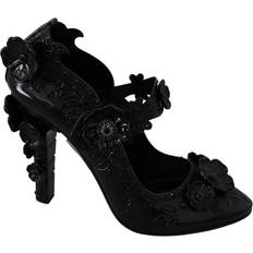 PVC Heels & Pumps Dolce & Gabbana Black Floral Crystal CINDERELLA Heels Shoes EU39/US8.5