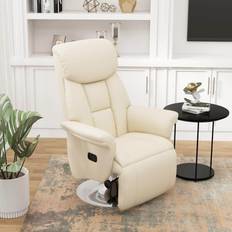 Recliner - White Armchairs Homcom Manual Recliner Armchair