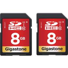 Gigastone 8 GB SDHC minneskort, set med 2 kort, hög hastighet för att reservera foton, videor, musik, röstfiler, videokamera, kamera, inspelare, PC, Mac, klass 10