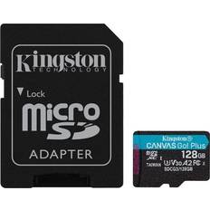 Kingston 128 GB microSDXC Canvas Go Plus 170 MB/s Read UHS-I, C10, U3, V30, A2/A1 minneskort adapter SDCG3/128 GBCR