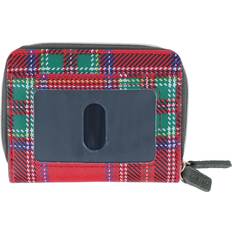 Tartan Plaid Printed Vegan Leather Wizard Wallet - Red