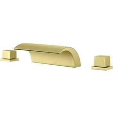 Knob Basin Faucets Mondawe Mondawe Waterfall Arc-shaped Widespread Low Brushed Gold