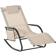 Beige Sun Chairs OutSunny Outdoor Rocking Chaise Pool