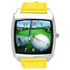 Yellow leather square for golf fans