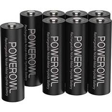 Powerowl aa batteries rechargeable 8 pack high capacity 8