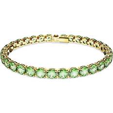 Swarovski Green Bracelets Swarovski Matrix Tennis bracelet, Round cut, Green, Gold-tone plated