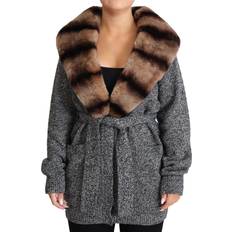 Cashmere Jackets Dolce & Gabbana Gray Cardigan Fur Coat Cashmere Jacket IT38