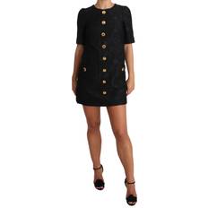 Man - XXXS Dresses Dolce & Gabbana Black Button Embellished Jacquard Mini Dress IT36