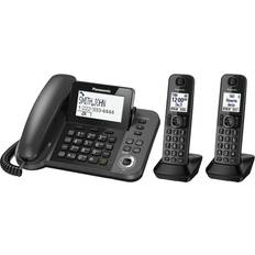 Landline Phones Panasonic 6.0 Dect Corded Plus 2-Cordless Handset Phone Telephone Black